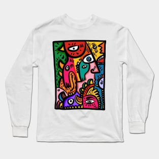 Colorful Graffiti  Dancing Creatures Long Sleeve T-Shirt